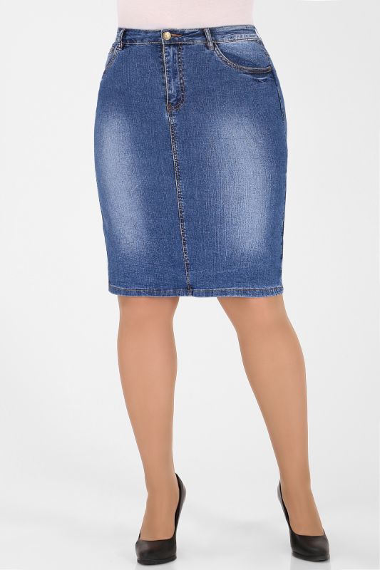 Denim skirt of large sizes classic