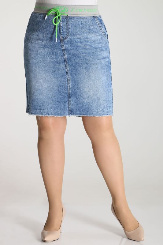 Denim skirt with a knitted belt short