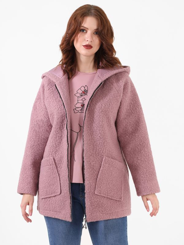 Hooded Cardigan Women's Pink Plus Size