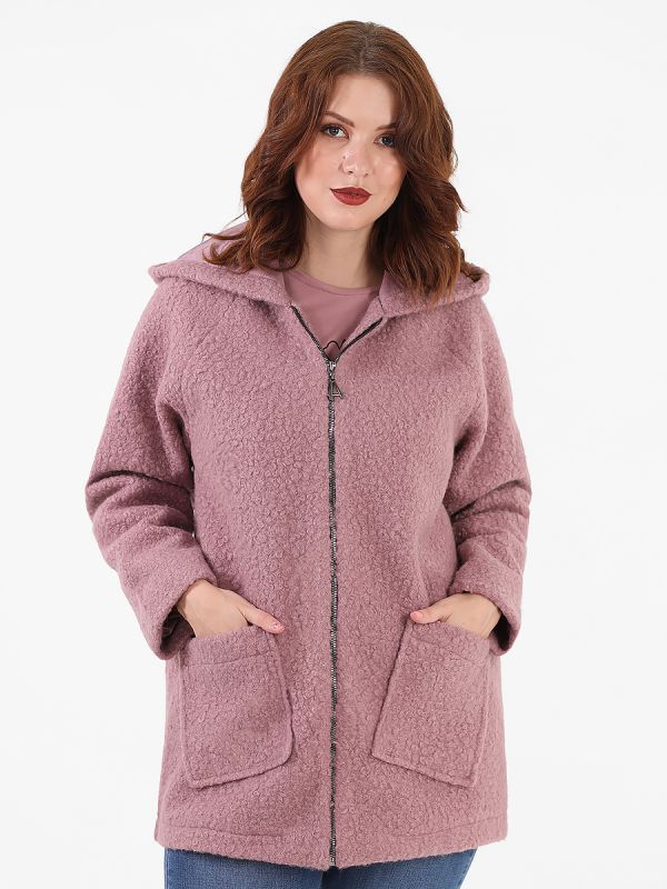 Hooded Cardigan Women's Pink Plus Size