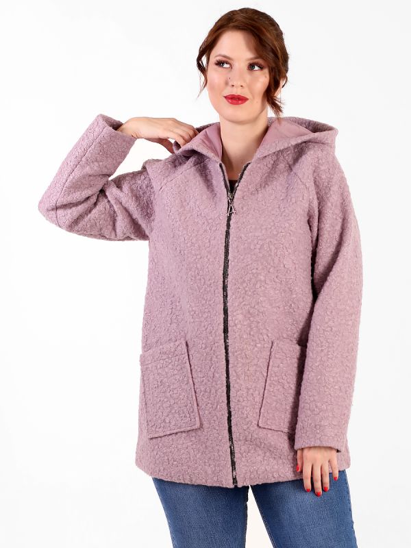 Lilac cardigan with a zip-up hood